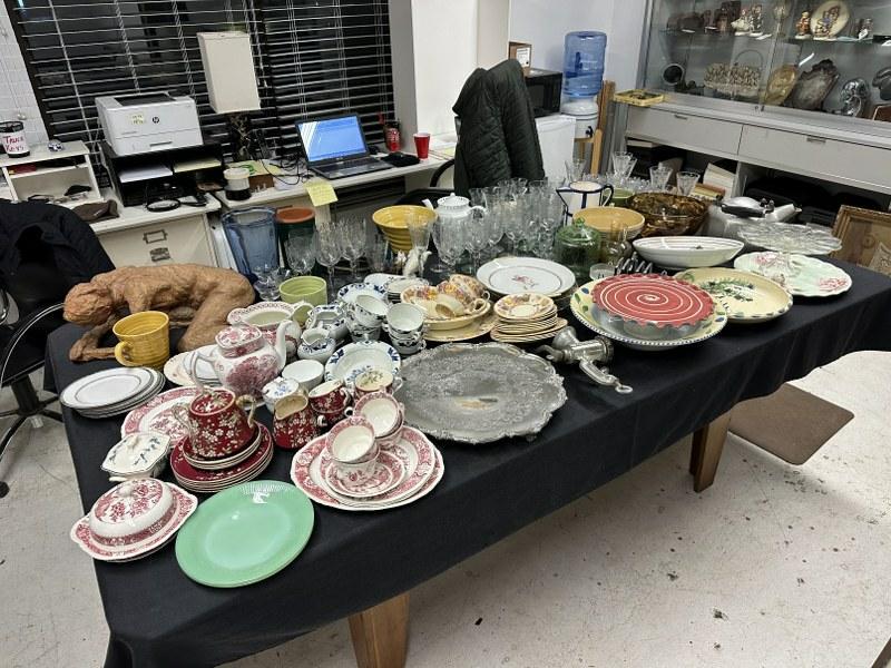 Very big misc. estate lot to include porcelains, etched stemware, glassware, serving pieces, etc. (1 of 9)