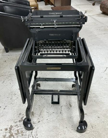 Old UNDERWOOD typewriter on original dropleaf stand, from local estate, well taken care of, has (1 of 4)