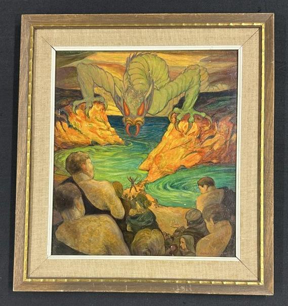 Charles Kapity o/b titled ( EVIL GOLD ), exhibition label on back, signed lower right, in nice (1 of 5)