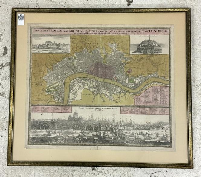 Early LONDON framed map, from fine estate in Catskill, N.Y. in nice overall condition, with a few: Early LONDON framed map, from fine estate in Catskill, N.Y. in nice overall condition, with a few small border tears. I can't see a date, map measures 20" x 23.5", the frame measures 25" x 28.5".