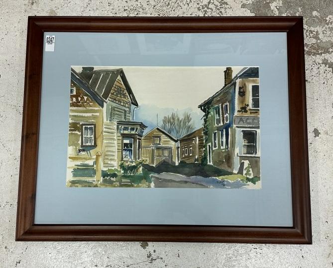 Linda Novick ( worked in Hudson Valley ) w/color Accord, N.Y. scene with houses, signed and dated: Linda Novick ( worked in Hudson Valley ) w/color Accord, N.Y. scene with houses, signed and dated lower right (1978 ), fine condition, from Hudson Valley home, watercolor measures 14" x 21", the frame