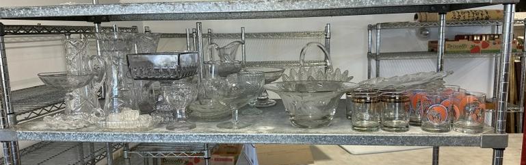 Estate lot older glassware, pressed, cut, crystal, etc. Good lot for dealer to sortâ€¦: Estate lot older glassware, pressed, cut, crystal, etc. Good lot for dealer to sortâ€¦