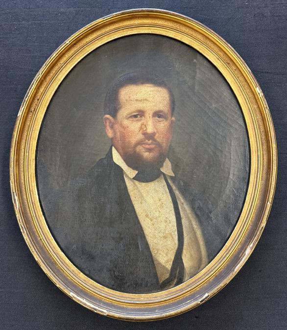 Circa 1880's o/c portrait of a bearded gentleman, in gold frame of the period, from Hudson Valley: Circa 1880's o/c portrait of a bearded gentleman, in gold frame of the period, from Hudson Valley estate, painting measures 17" x 14". Untouched estate condition.