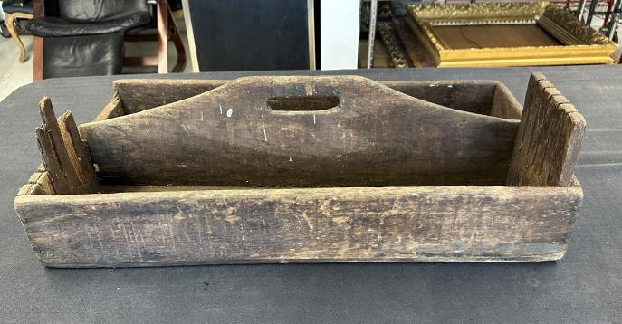 Old tool carrier from Hudson Valley estate, nice worn patina, structurally sound, measures 26" x: Old tool carrier from Hudson Valley estate, nice worn patina, structurally sound, measures 26" x 13.5".