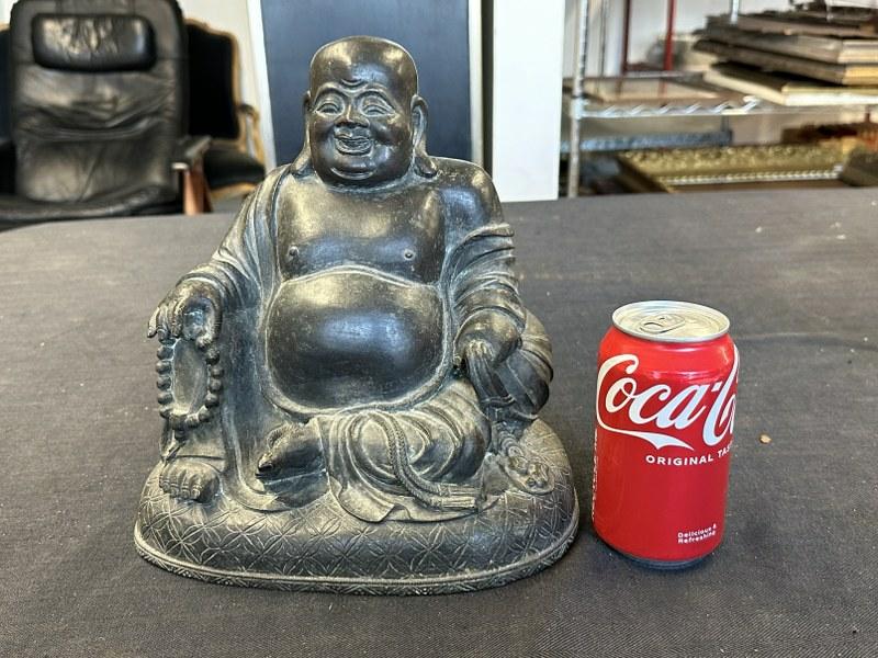 9.5" high bronze Buddha with mark on bottom as pictured, found in local estate. ( on back in one: 9.5" high bronze Buddha with mark on bottom as pictured, found in local estate. ( on back in one spot is a few small holes from age ).