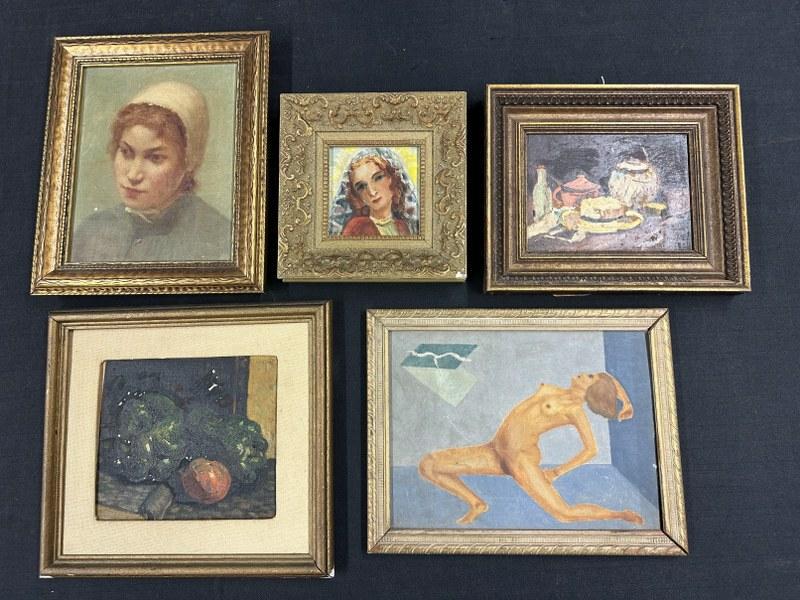 (5) estate oil paintings from the estate of noted Hudson, New York collector Albert Burnette: (5) estate oil paintings from the estate of noted Hudson, New York collector Albert Burnette Roberts, nice lot for a dealer to sortâ€¦..largest frame measures 13" x 11" to show sizesâ€¦.