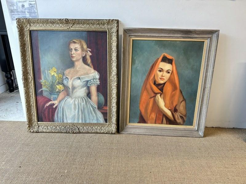 (2) Bunny Hammer o/c female portraits from estate hoard we found, in nice condition, from early: (2) Bunny Hammer o/c female portraits from estate hoard we found, in nice condition, from early 1950's. The paintings measure 28" x 22" & 30" x 24". Bunny & Tack Hammer were Artists in Pittsburgh, Pa.
