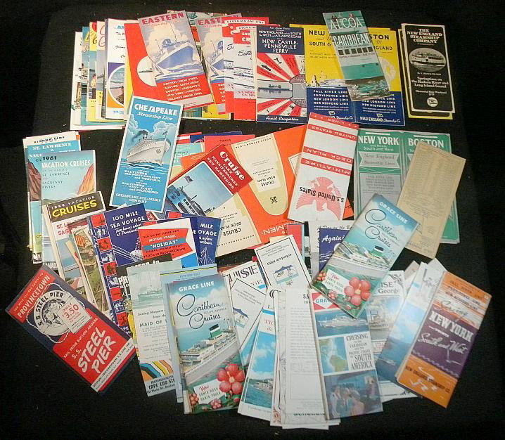 Lot of Older Steamship Brochures Etc. Nice Big Lot: Lot of steamship brochures and deck plans, including New York, Delaware, Caribbean, etc, as pictured