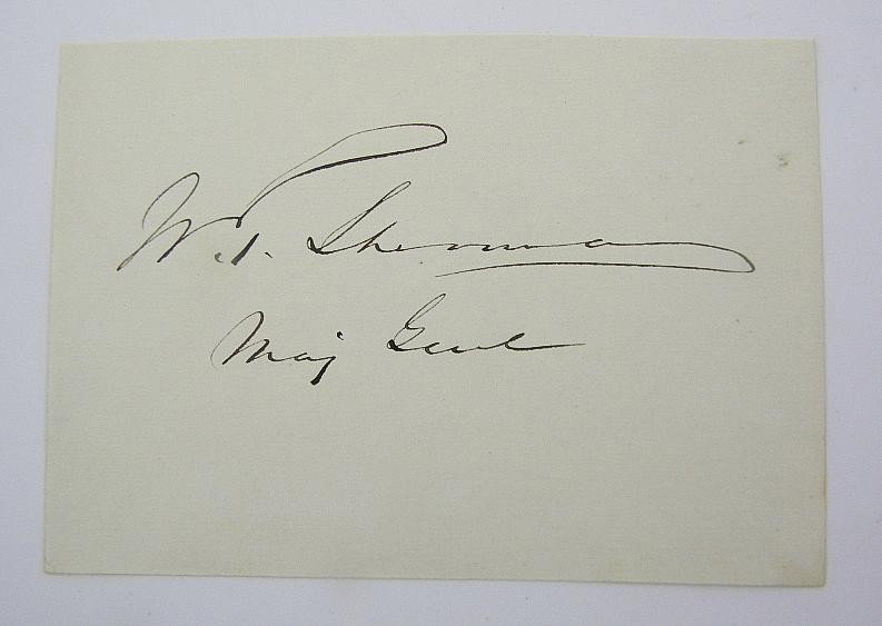 Autograph- William T Sherman Civil War General: Autograph of William T Sherman, Feb 8,1920-Feb 14, 1891, was a general for the union army during the civil war, was declared "the first modern general", served under Ulysses S Grant in 1862 and 1863, 