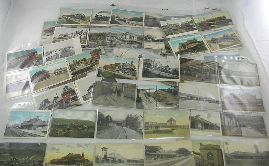 Lot of 94 Older Railroad and Train Post Cards: Lot of 94 railroad and train post cards including trains, railroad stations, and railroad related