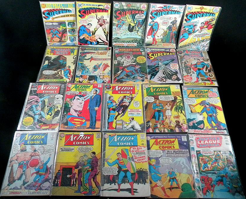 47 SUPERMAN Older Comic Books 12 Cents And More: selling 3 lots of comic books from local home, they were this Gentleman's as a kid. This is for 47 Superman comic books, all covers intact. I think most are from early 70's. All are in plastic sleeves