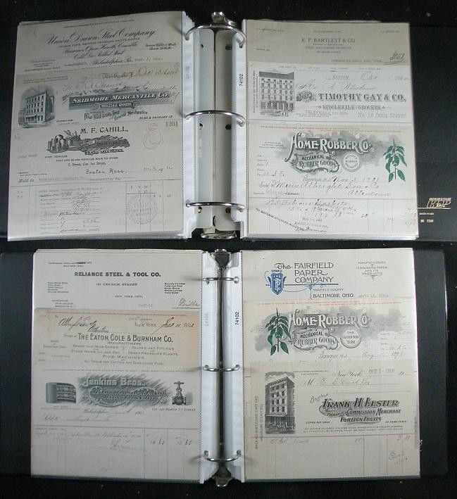 2 Large Albums With 19th C Billheads From U.S.: 2 Large Albums With 19th C Billheads From U.S. Hundreds, many with wonderful graphics on tops. Nicely put in albums for dealer or collector.