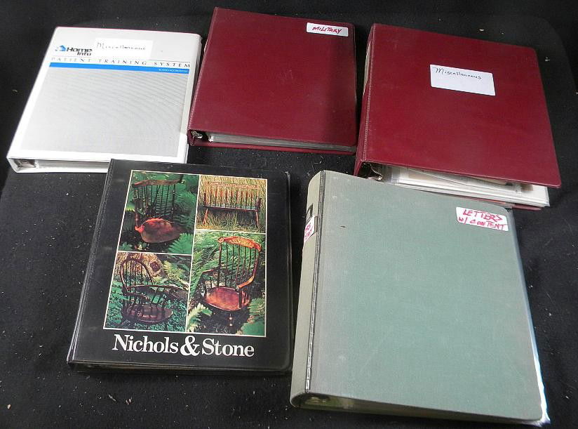 Lot of 5 Older Albums of Mixed Ephemera: 1 album of early 1700's-1800's documents including letters, memos, receipts, billheads, deed; 1 album of correspondence-letters and some envelopes, 1800's-early 1900's; 1 album misc ephemera including