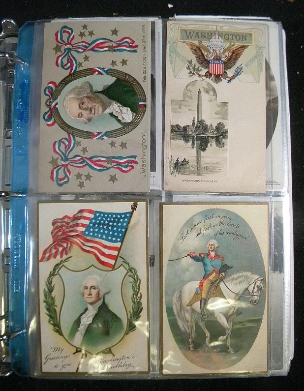 Postcard Album Political US & Foreign & Atlantic C: Postcard Album Political US & Foreign & early Atlantic City cards. About 145 cards, Presidents up till Carter, and Regan. Nice older cards.