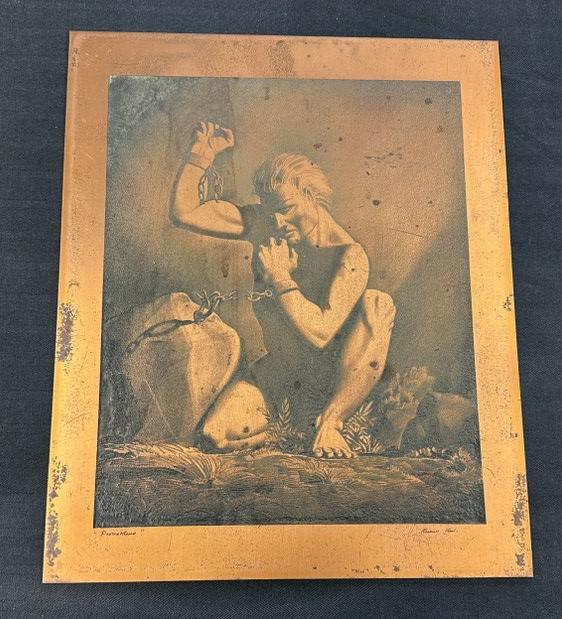 Rockwell Kent ( 1882-1971 ) copper printing plate ( Prometheus ) on lower right, Rockwell Kent (1 of 4)