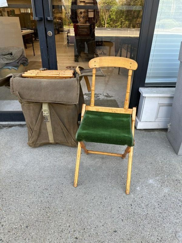 (6) B J Harrison folding chairs in original canvas storage bags, with original carpet seats, & in (1 of 8)