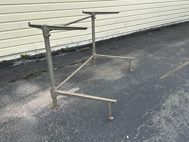 Mid Century meets Industrial iron base stands, from Funeral Home Barn, great form, were used to hold (1 of 5)