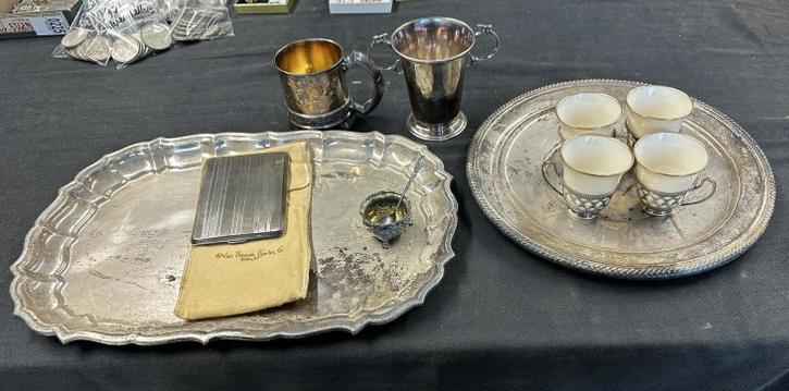 Estate lot sterling silver to include Reed & Barton Chippendale pattern tray measuring 15" long with (1 of 12)