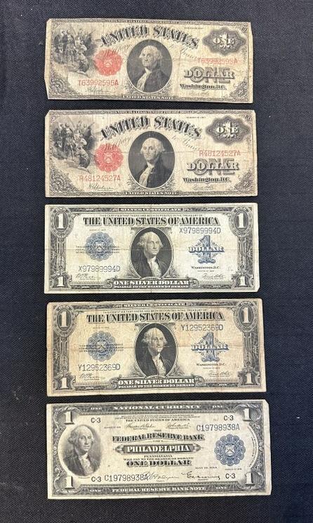 (5) large United States paper currency, found in local Hudson Valley estate, includes (2) 1917 (1 of 6)