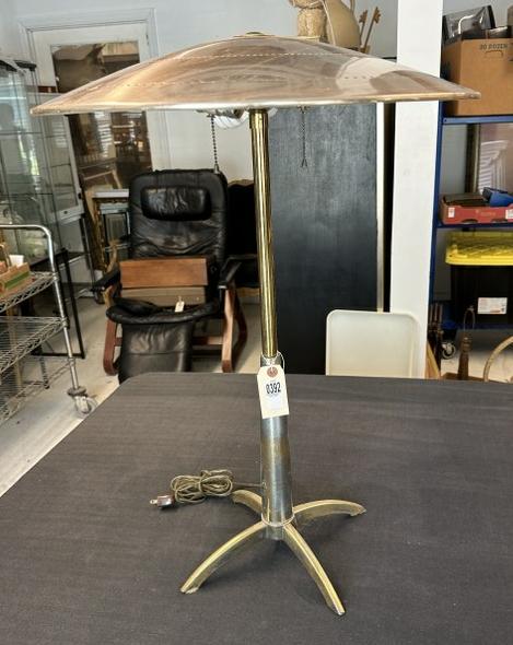 Cool Mid Century style table lamp, from local estate, brass plating is wearing off in spots, has (1 of 4)