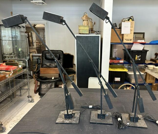 (3) quality vintage counter balance task lamps, from estate in Hudson Valley of a noted Professor. (1 of 9)