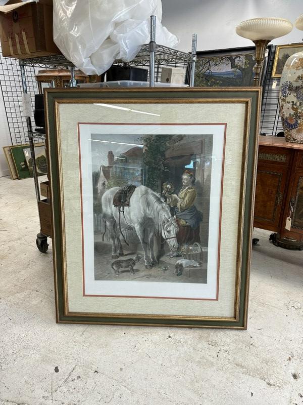 Large older print titled ( THE GARDENER'S DAUGHTER ) in later frame, from sitting room in closed (1 of 3)