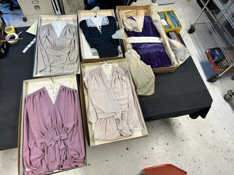 (5) NOS vintage dresses from closed Funeral Home in Woodstock, New York, possibly salesman samples (1 of 8)
