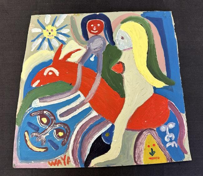 Julian Espinosa- Wayacon (Cuba Born 1941 ) gouache on board, signed lower left, painting measures: Julian Espinosa- Wayacon (Cuba Born 1941 ) gouache on board, signed lower left, painting measures 18" x 20", unframed.