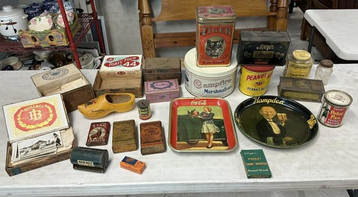 Lot of old advertising from old stone house in Stone Ridge, N.Y. Inlcudes trays, (2) E C Shot Gun: Lot of old advertising from old stone house in Stone Ridge, N.Y. Inlcudes trays, (2) E C Shot Gun tins ( No.1 & No. 2 ) , other tins, etc. Great lot for a dealer to sortâ€¦..