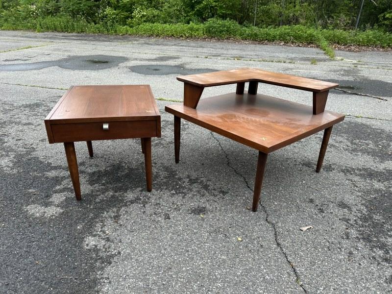 Mid Century Danish Modern style one drawer end table & corner table with shelf, made by American (1 of 5)
