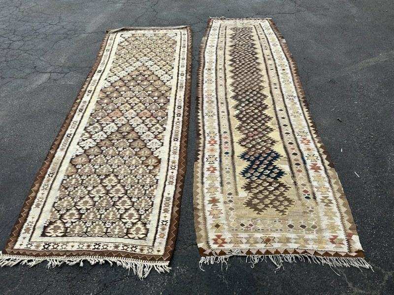 (2) handmade runners in nice estate condition, they measure 125" x 41" and 131" x 41", from nice non (1 of 3)