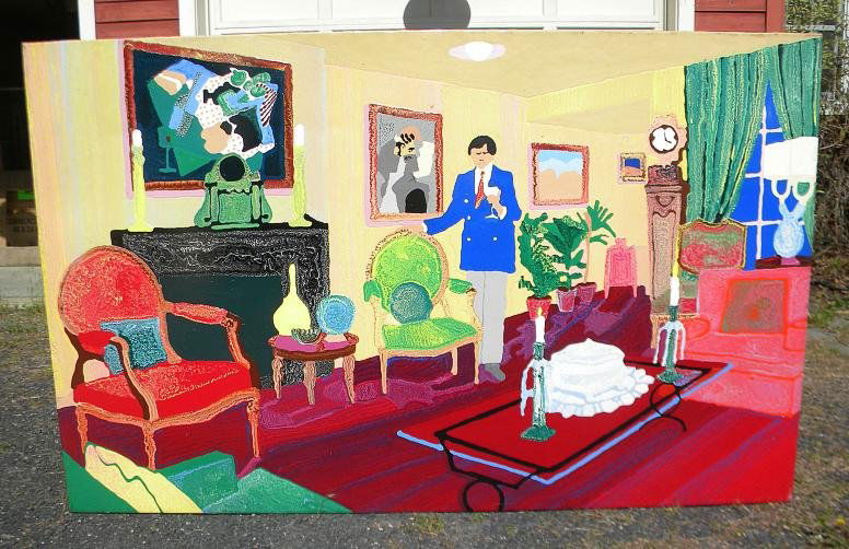 CHAM HENDON O/C 1980 ITS A TERRIBLY TERRIBLY EXC: CHAM HENDON, acrylic on canvas, titled "ITS A TERRIBLY TERRIBLY EXCITING THING,, measures 51" x 82". rnFrom retired NYC & Chicago gallery owners collection. rnrn( Born 1936 ) had already decided on an