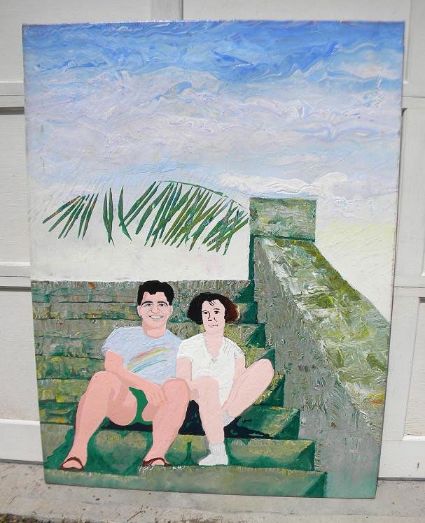 CHAM HENDON " Gabe & Liz" Acrylic/Canvas 1986 50": From the collection of a well known NYC & Chicago art gallery owner, who retired a few years back. CHAM HENDON " Gabe & Liz" Acrylic/Canvas 1986 50" x 39" Selected Solo Exhibitions 1978 Phyllis Kind G