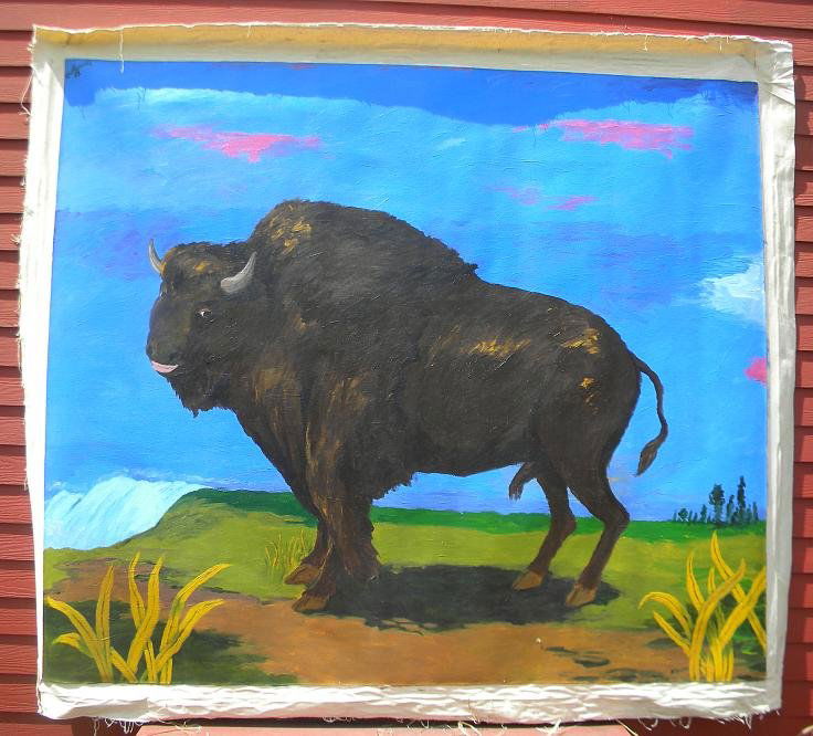 ROBERT COLESCOTT 1982 o/c 84" x 72" BUFFALO Paint: From the collection of a well known NYC & Chicago art gallery owner, who retired a few years back. ROBERT COLESCOTT 1982 o/c 84" x 72" painting of a Buffalo, loose canvas. Born August 26, 1925 Oakland