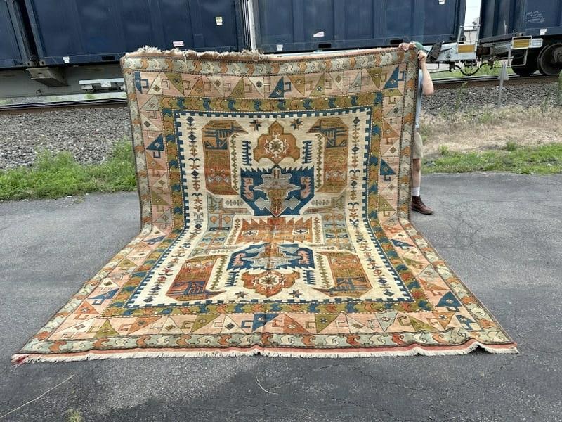 Large wool oriental rug, from fine Chester, N.Y. home, when picked up it was cleaned and bagged, (1 of 5)