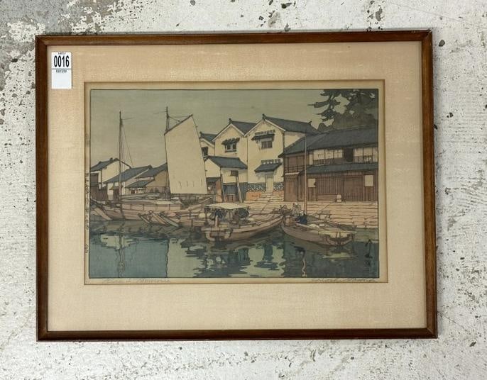 Yoshida Hiroshi ( Japanese 1876-1950 ) signed woodblock, titled as pictured, from estate of Vassar (1 of 5)
