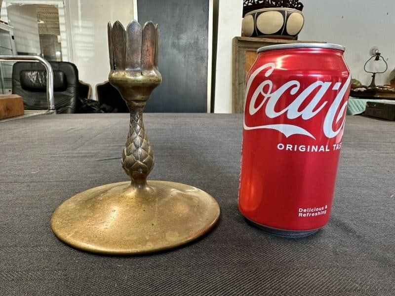 TIFFANY STUDIOS bronze candleholder with pineapple base, found in local estate, measures 5.5" high. (1 of 7)