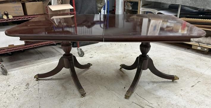Mahogany formal dining room table and 8 chippendale style chairs, good overall condition, (1 of 6)