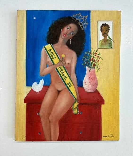 Omar Souto ( b 1946 Brazilian ) o/c nude Miss Brasil 1986, from collection of well known: Omar Souto ( b 1946 Brazilian ) o/c nude Miss Brasil 1986, from collection of well known Photographer, who traveled the world and collected. Nice condition, the painting measures 20" x 16".