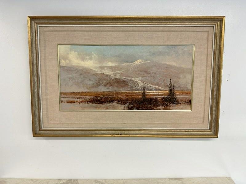 Jim Wilcox ( b 1941) o/b Western Landscape titled ( WINTER MIST ) in fine estate condition, in (1 of 6)