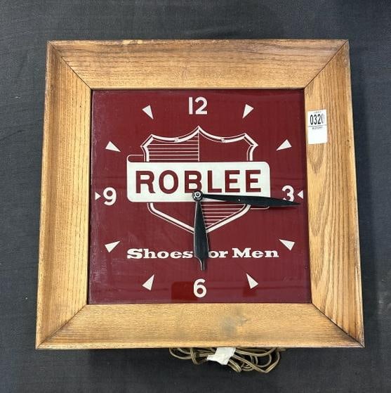 Circa 1940's ROBLEE Shoes For Men light up advertising clock, lights up and works, from local (1 of 3)