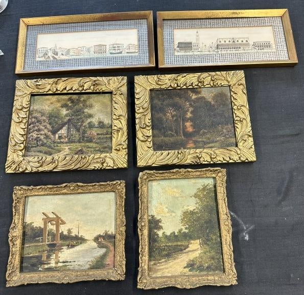 Estate lot misc. artwork to incl. (4) o/b landscapes & (2) Venitian canal scenes ( they look like (1 of 8)