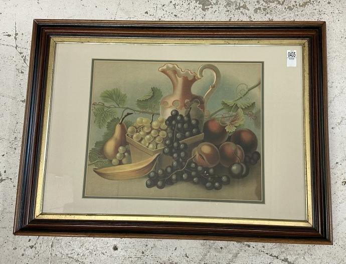 Victorian still life of fruit in period walnut frame, from local estate, nice overall condition, (1 of 2)