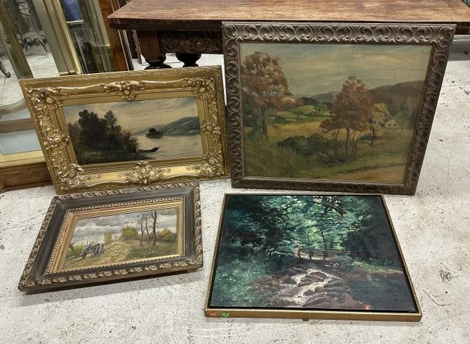(6) oil paintings from Hudson Valley home - Aet Paaro o/b with label on back as pictured, large o/c (1 of 8)
