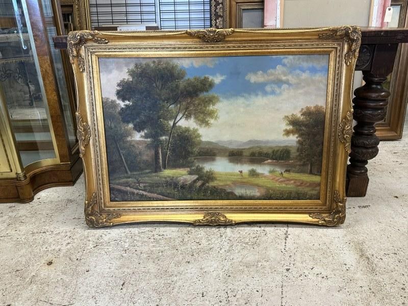 Nice contemporary o/c landscape with cows grazing, signed M. Foster, fine condition, from NYC area (1 of 4)