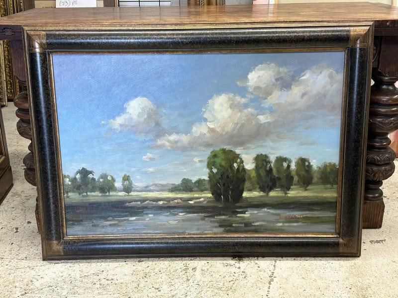 Nice contemporary o/c impressionist landscape signed ( C. Nelson ), fine condition, from nice NYC (1 of 4)