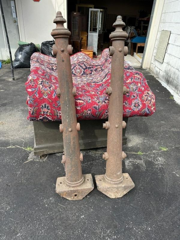 Pair wonderful cast iron posts off a Hudson Valley bridge, from local estate in Kingston, he passed (1 of 6)