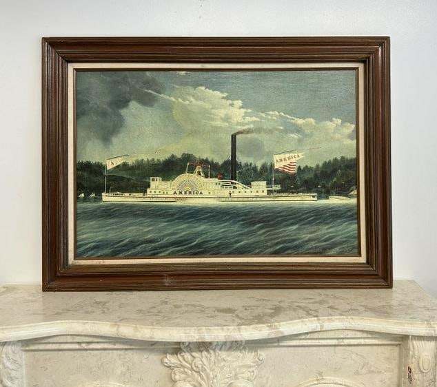 Re-creation painting of James Bard painting ( STEAMER SHIP AMERICA ON THE HUDSON RIVER ), from lacal (1 of 6)