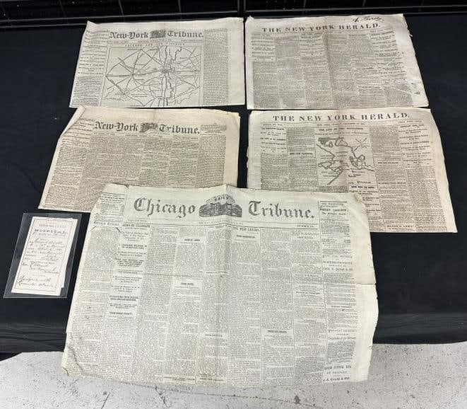 5 Original Civil War Era newspapers:  Chicago Tribune(1 issue): Monday, Feb. 8,1864; New York (1 of 7)