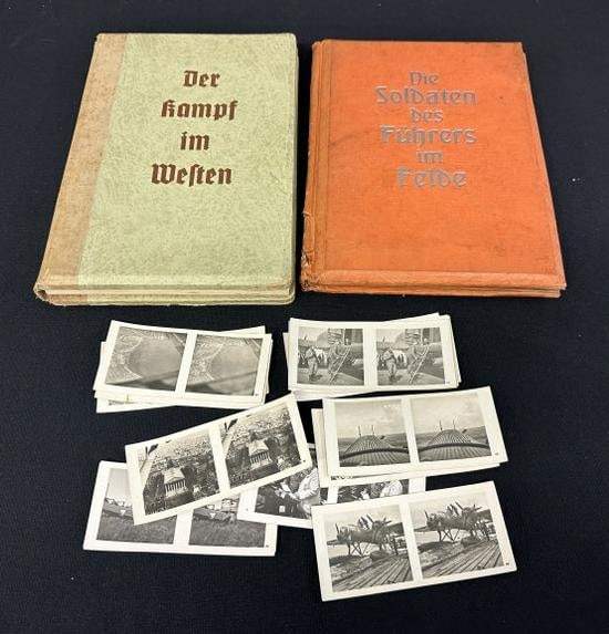 2 Raumbold-Verlag book sets, Nazi Germany. One is titled Der Kamf im Weften )The fight in the West);: 2 Raumbold-Verlag book sets, Nazi Germany. One is titled Der Kamf im Weften )The fight in the West); the other is Die Soldaten des Furers imFelde (The Fuhrers Soldiers in the Field). Plus 18 loose sli